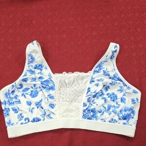 Floral Blue and White Lace Bralette